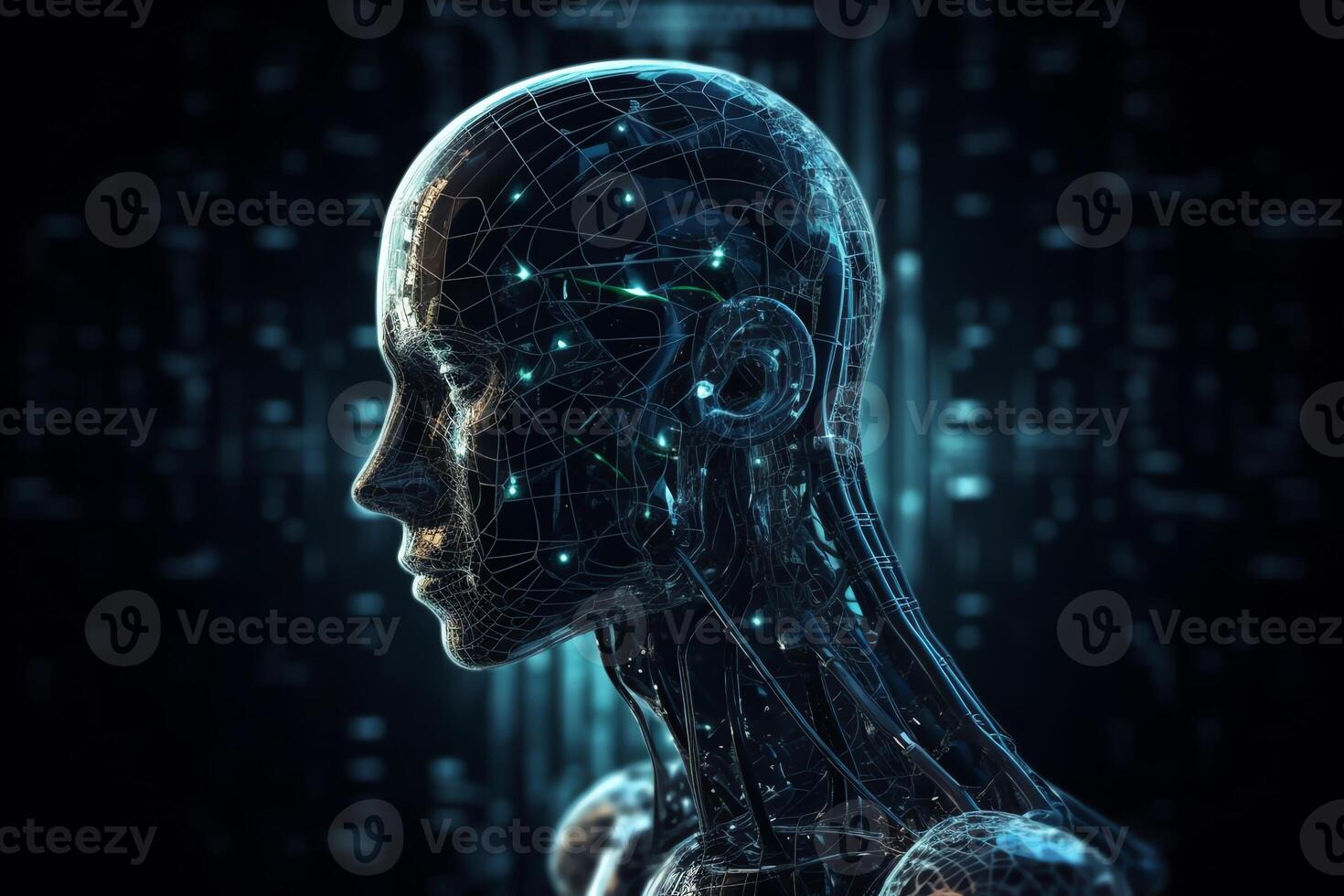 Advanced artificial intelligence the future rise in technological singularity using deep learning algorithms. photo