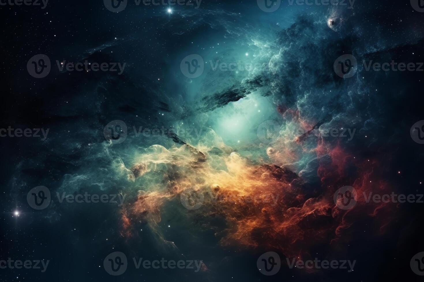 Nebula space explosion background with space text nebula high contrast. photo