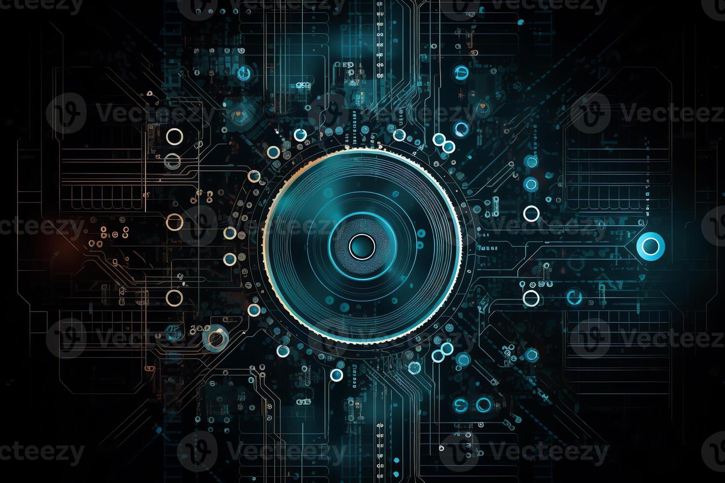 Gear wheel on circuit board illustration hitech engineering digital engineer concept web template business tech business team. photo