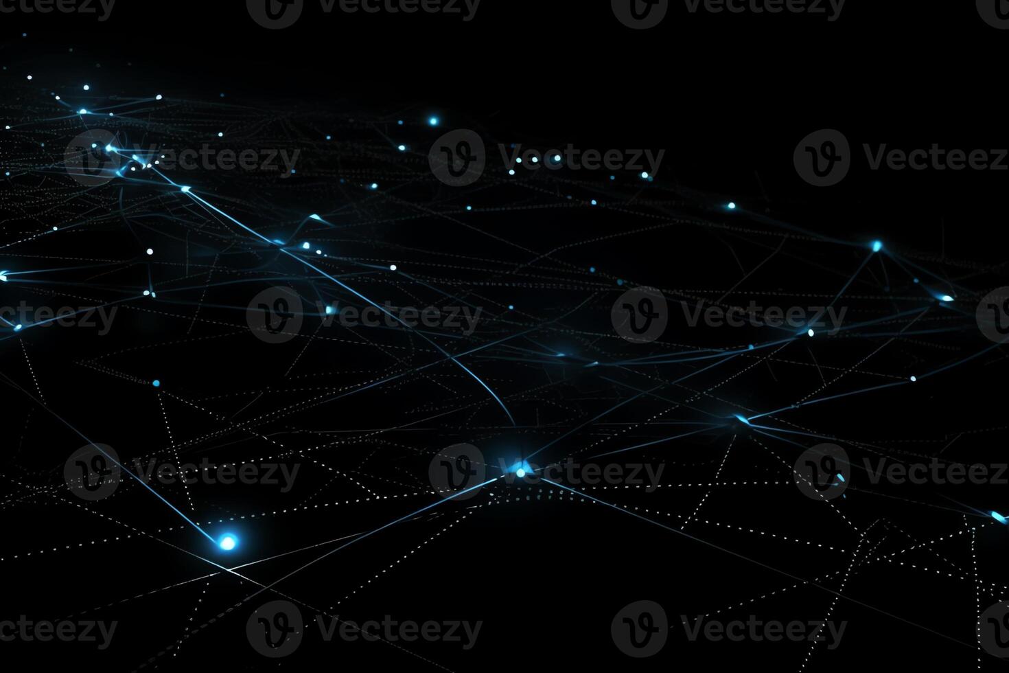 Powerpoint black background blue fluorescence map line connection. photo