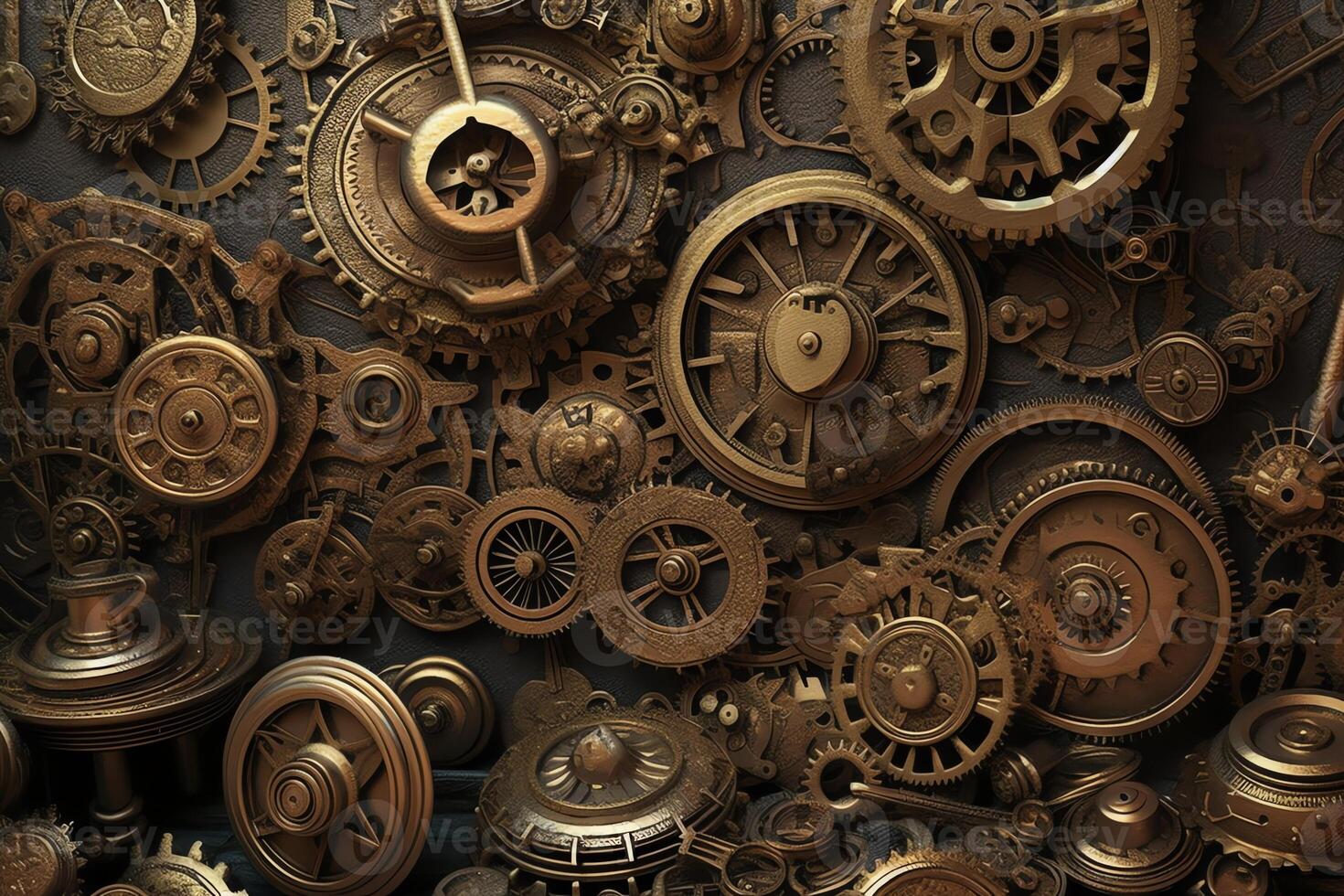 Steampunk engranajes y palancas antecedentes ai. ai generado foto