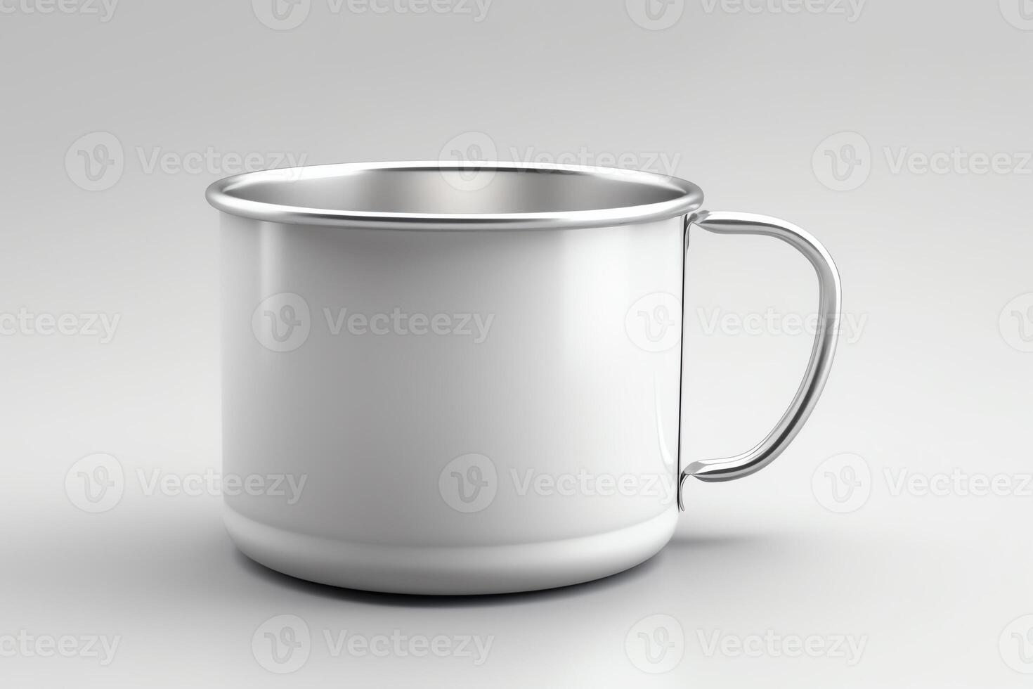 Matte enamel cup blank image isolated on white 3d rendered. photo