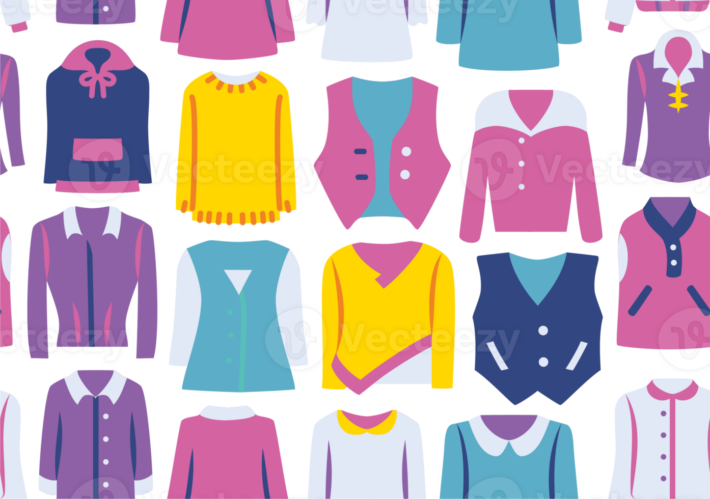 Seamless pattern of different colored clothes png