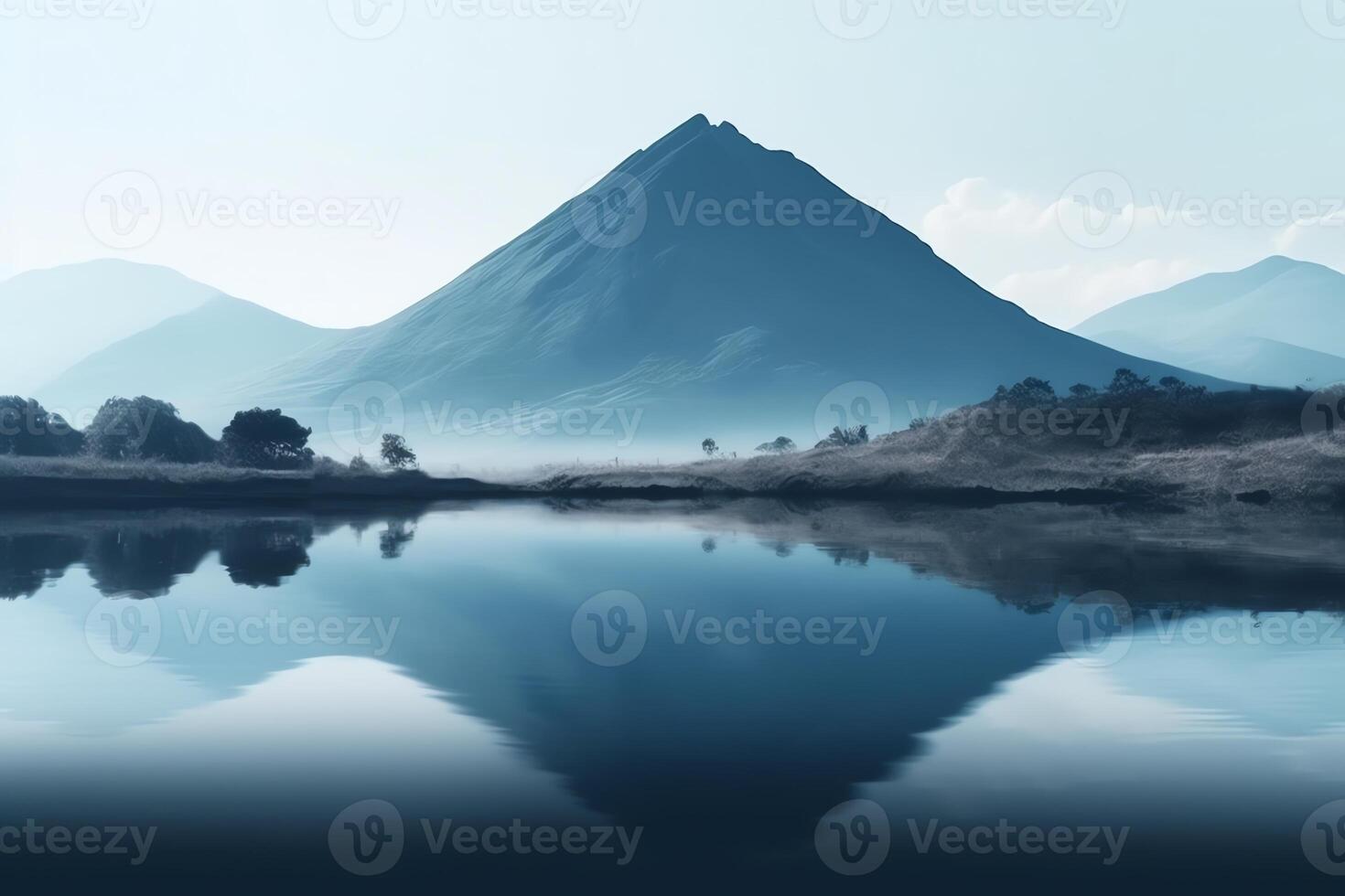 Nature abstract background of rock mountain peak mountain high with lake minimalism style. photo