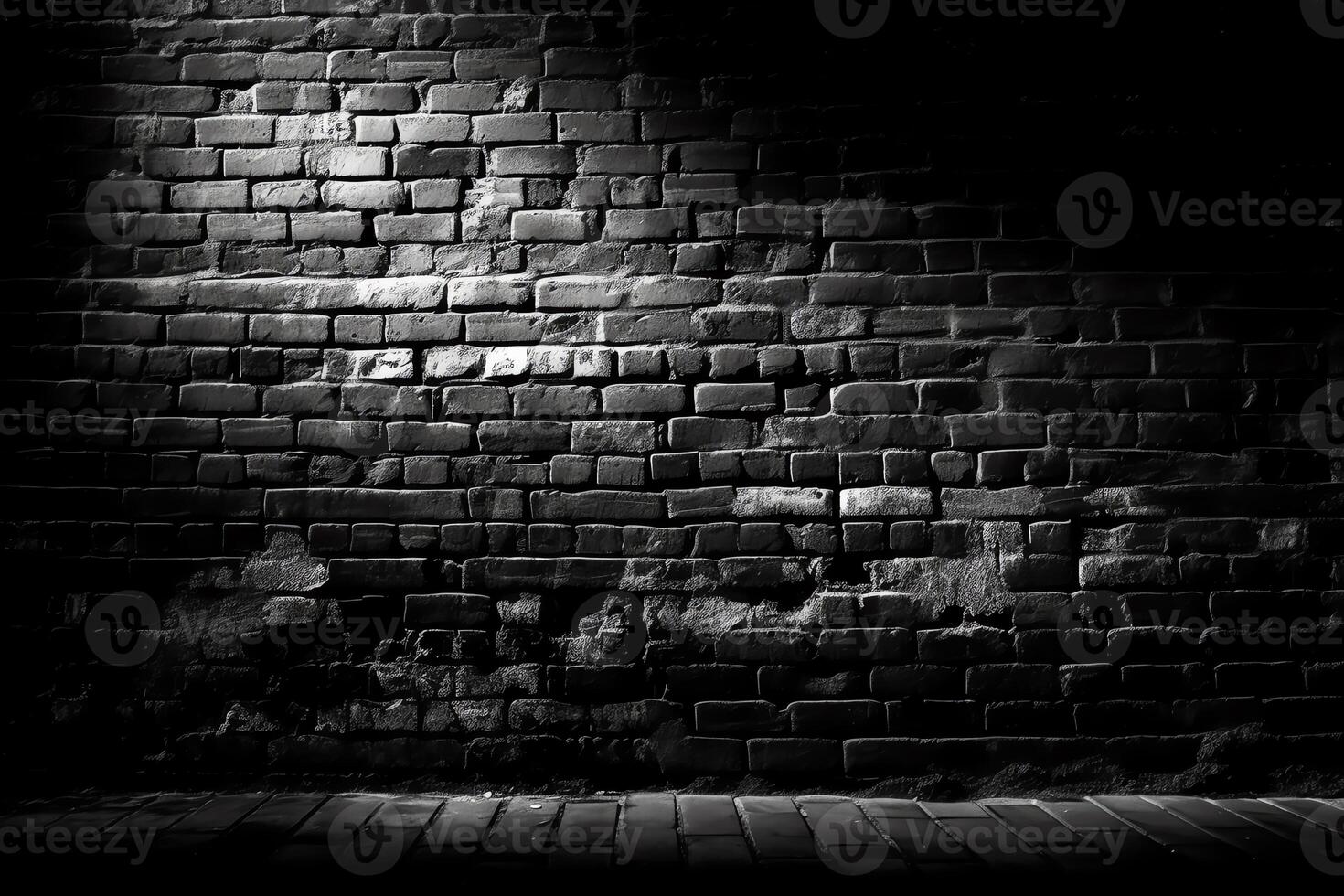 Monochromatic image of a brick wall in a high contrast black and white. photo