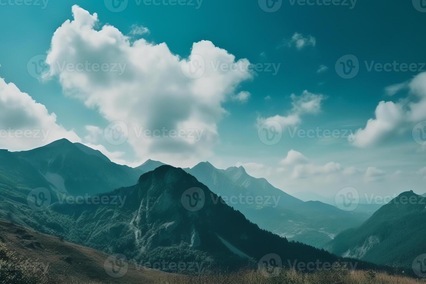 el cielo y montañas un sencillo antecedentes. ai generado foto