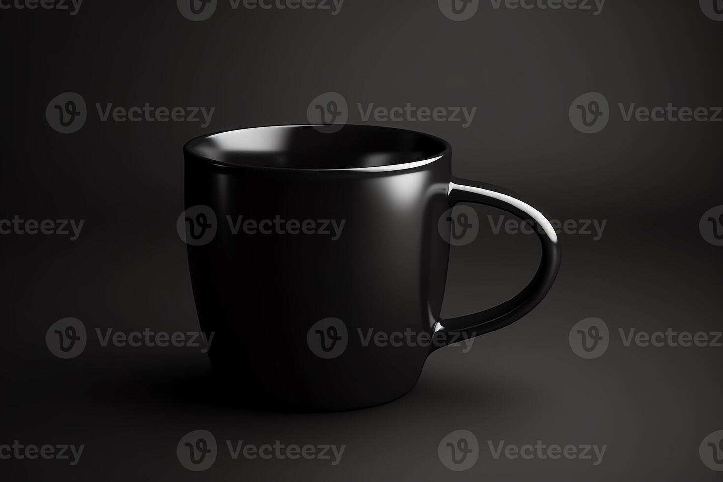 Black coffee mug mockup isolated. photo