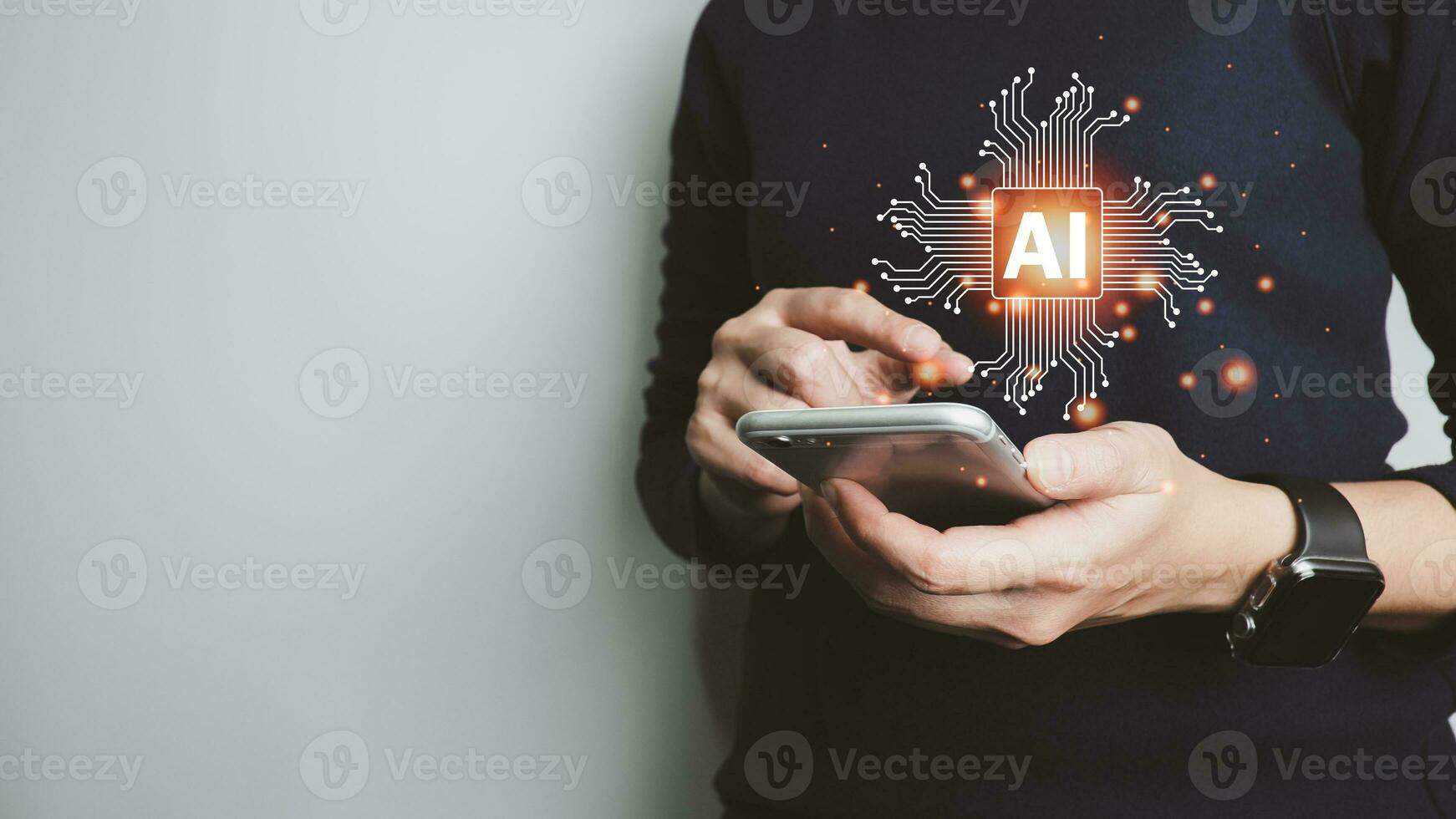 ai, artificial inteligencia, concepto global datos conexión con Internet tecnología, utilizando en línea transacción con ai por aprendizaje máquina y grande datos, base de datos gestión, nube informática foto