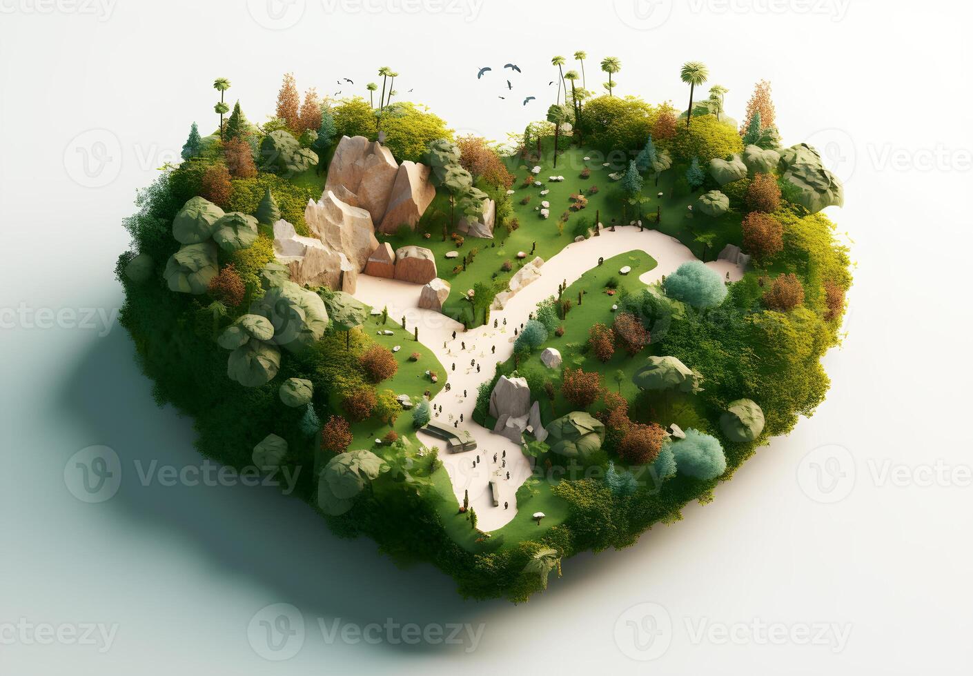 Heart shape made of trees, Earth Day. photo