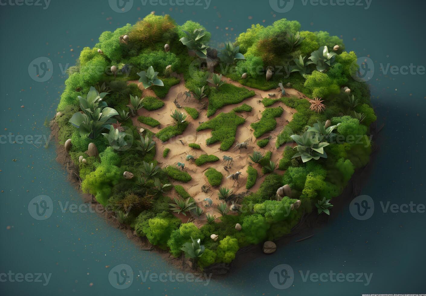 Heart shape made of trees, Earth Day. photo