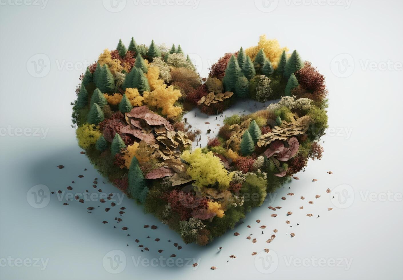 Heart shape made of trees, Earth Day. photo