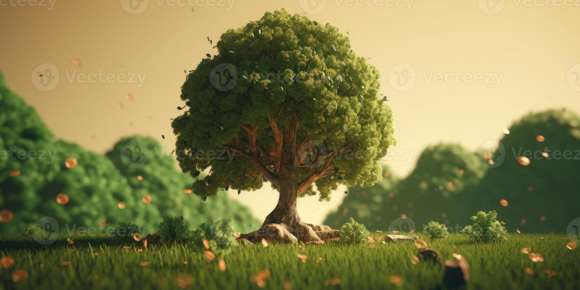 Big Tree growth background, World environment day concept. photo
