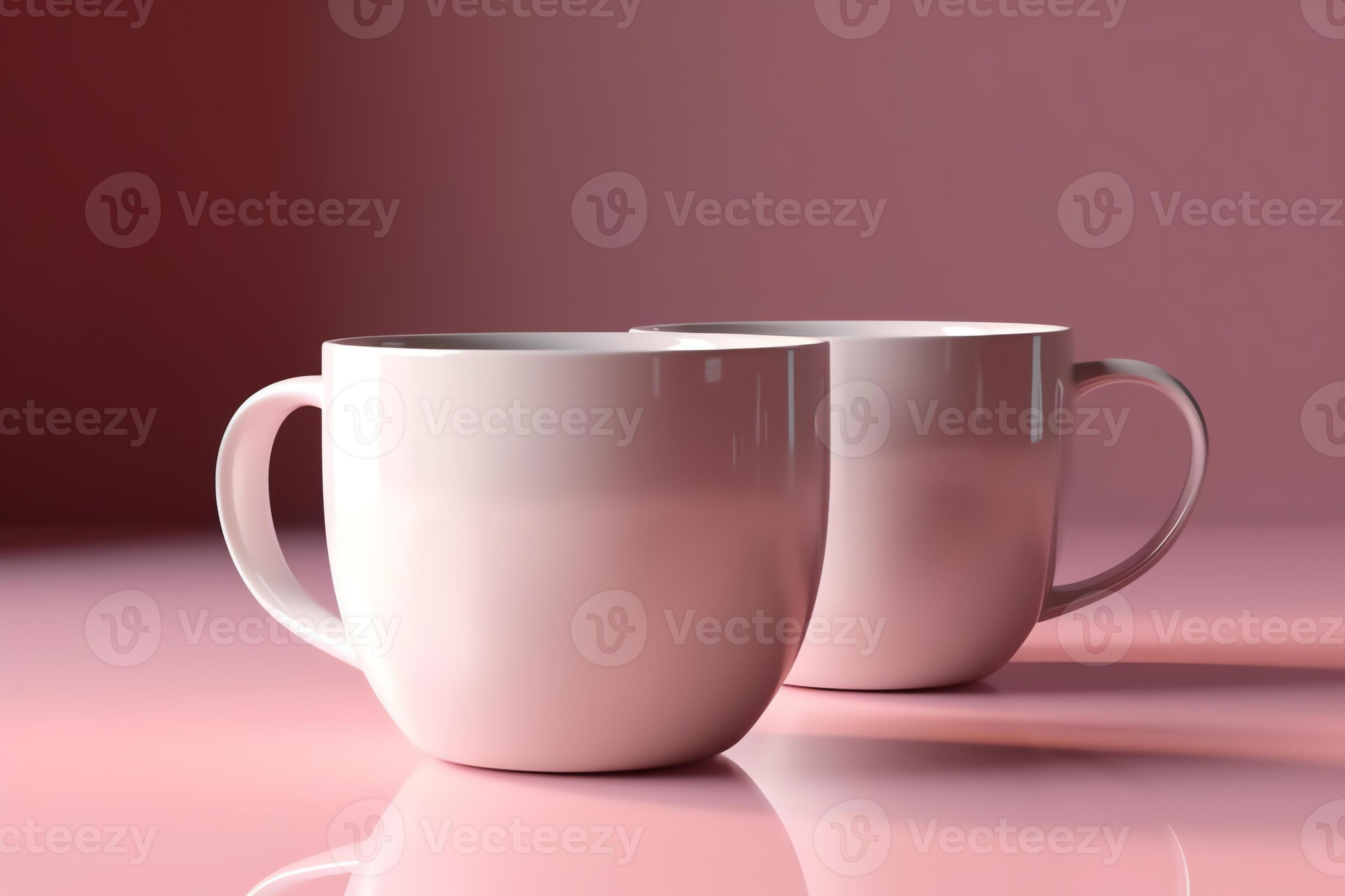 https://static.vecteezy.com/system/resources/previews/023/379/927/large_2x/2-white-blank-coffee-mugs-with-handle-on-pink-background-with-reflection-3d-render-scene-with-cup-in-air-ai-generated-photo.jpg