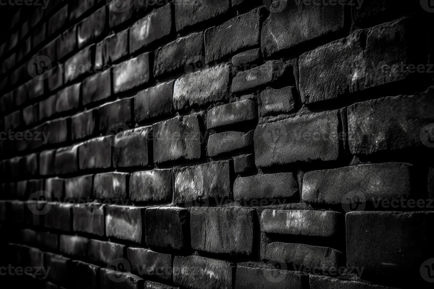 Monochromatic image of a brick wall in a high contrast black and white. photo