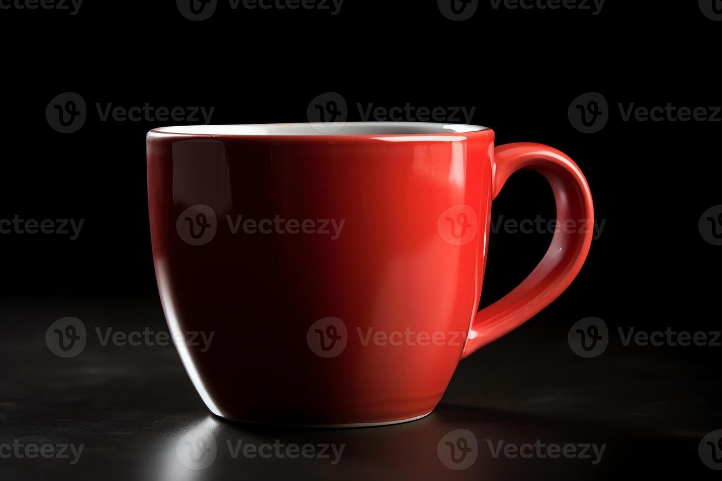 Red tea or coffee mug side view. photo