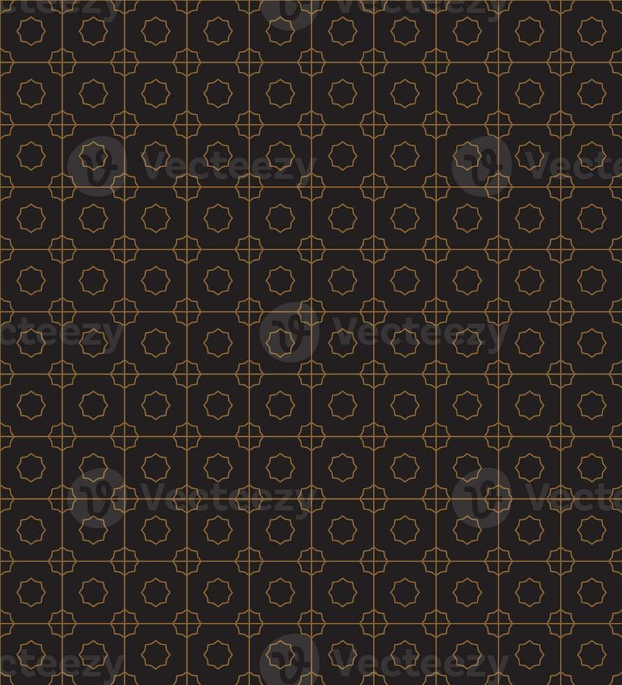 Circular Flower shape Square Repeatable Pattern in Golden yellow color on Dark background photo