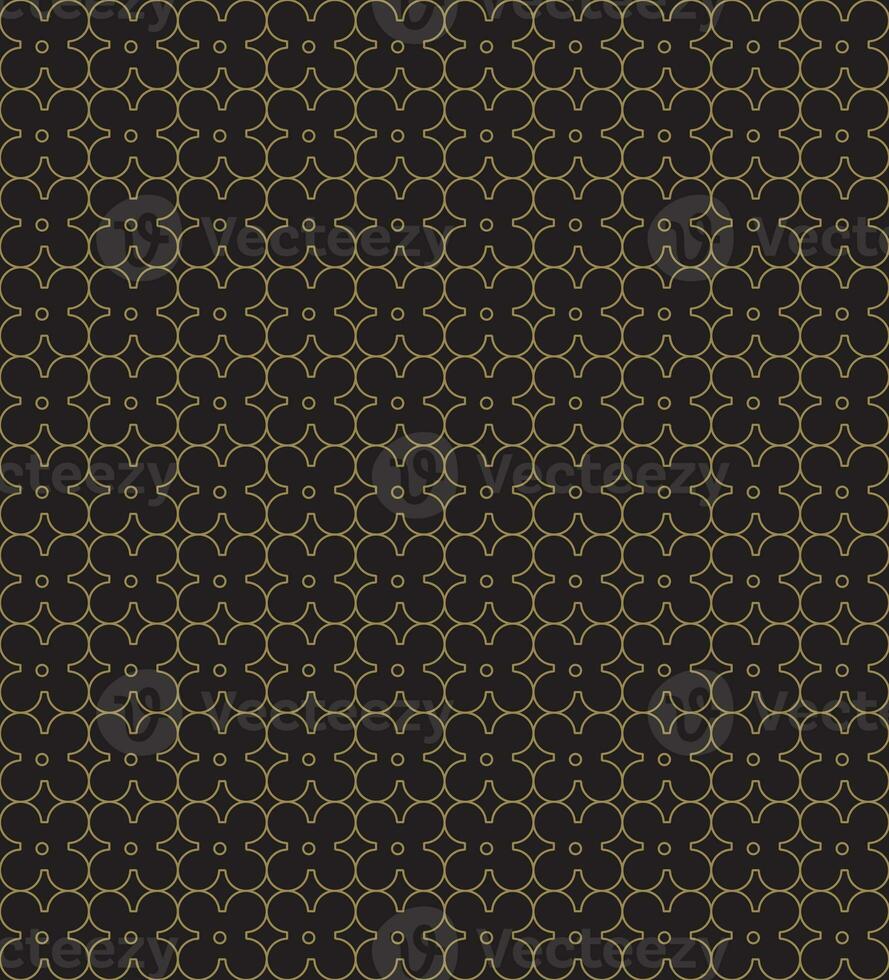Flower shape Geometric seamless pattern design. Repeatable Pattern in golden color on dark background photo