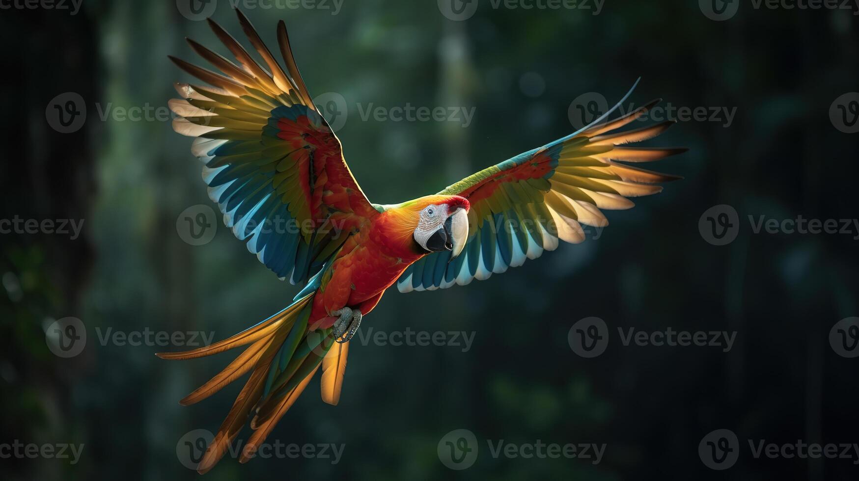 Macaw Parrot in Flight. photo
