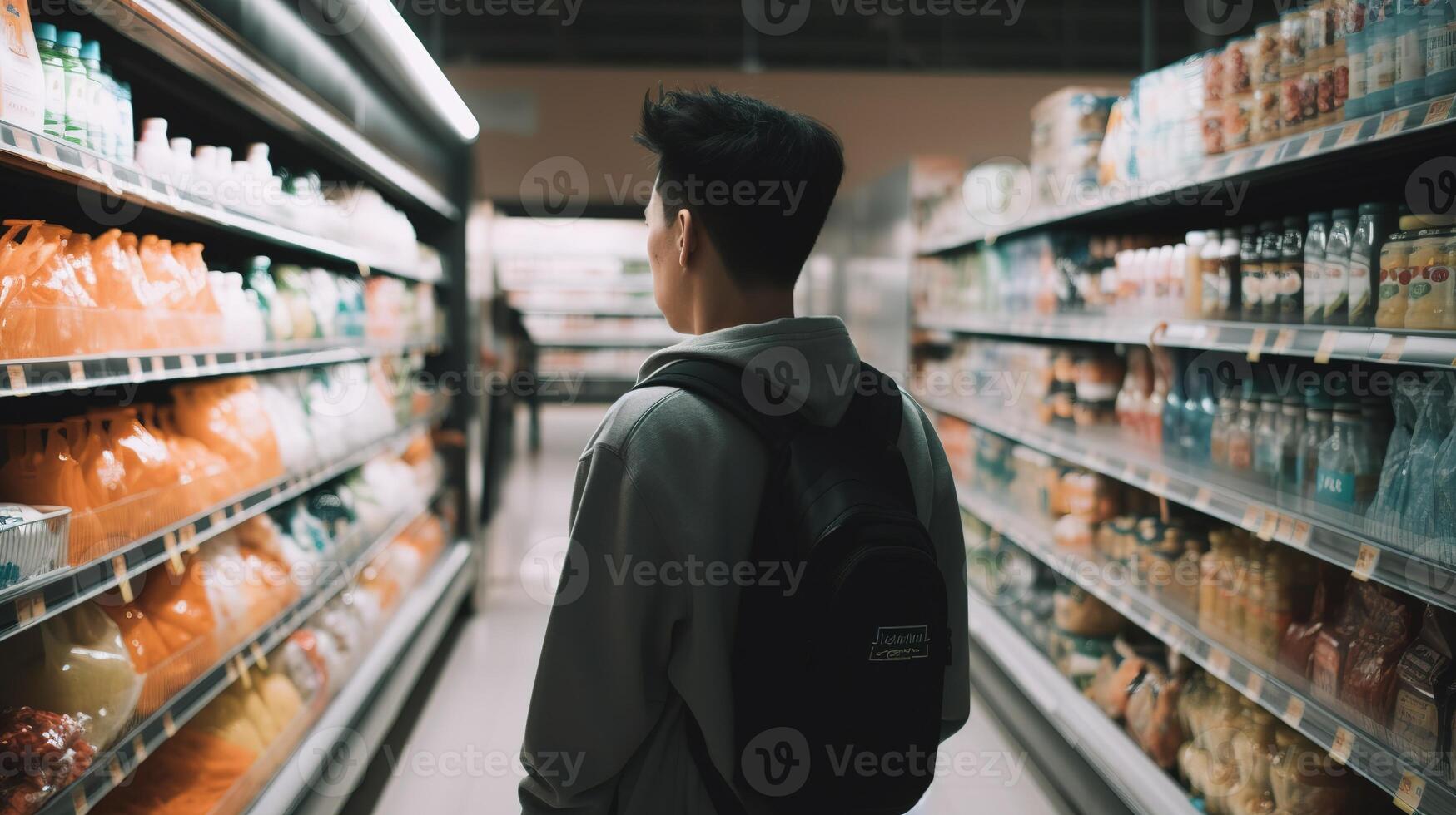 un hombre seleccionando el mejor Produce en el supermercado. generativo ai foto