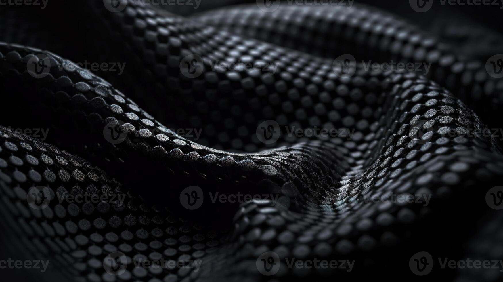 Black Fabric in Wavy Bokeh Abstract Background. photo