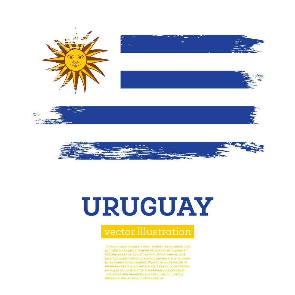 Uruguay bandera con cepillo trazos independencia día. vector