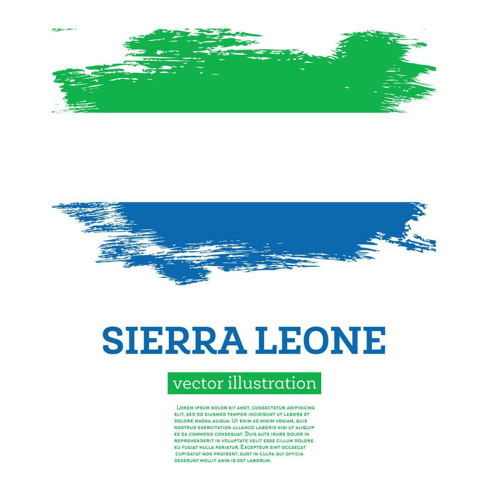 Sierra Leone Flag with Brush Strokes. Independence Day. vector