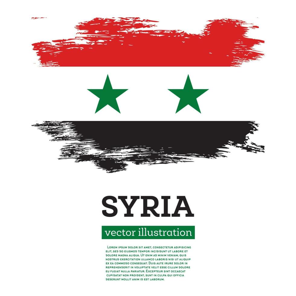 Syria Flag with Brush Strokes. Independence Day. vector