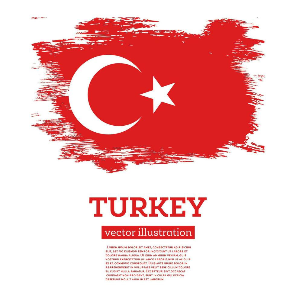 Turkey Flag with Brush Strokes. Independence Day. vector