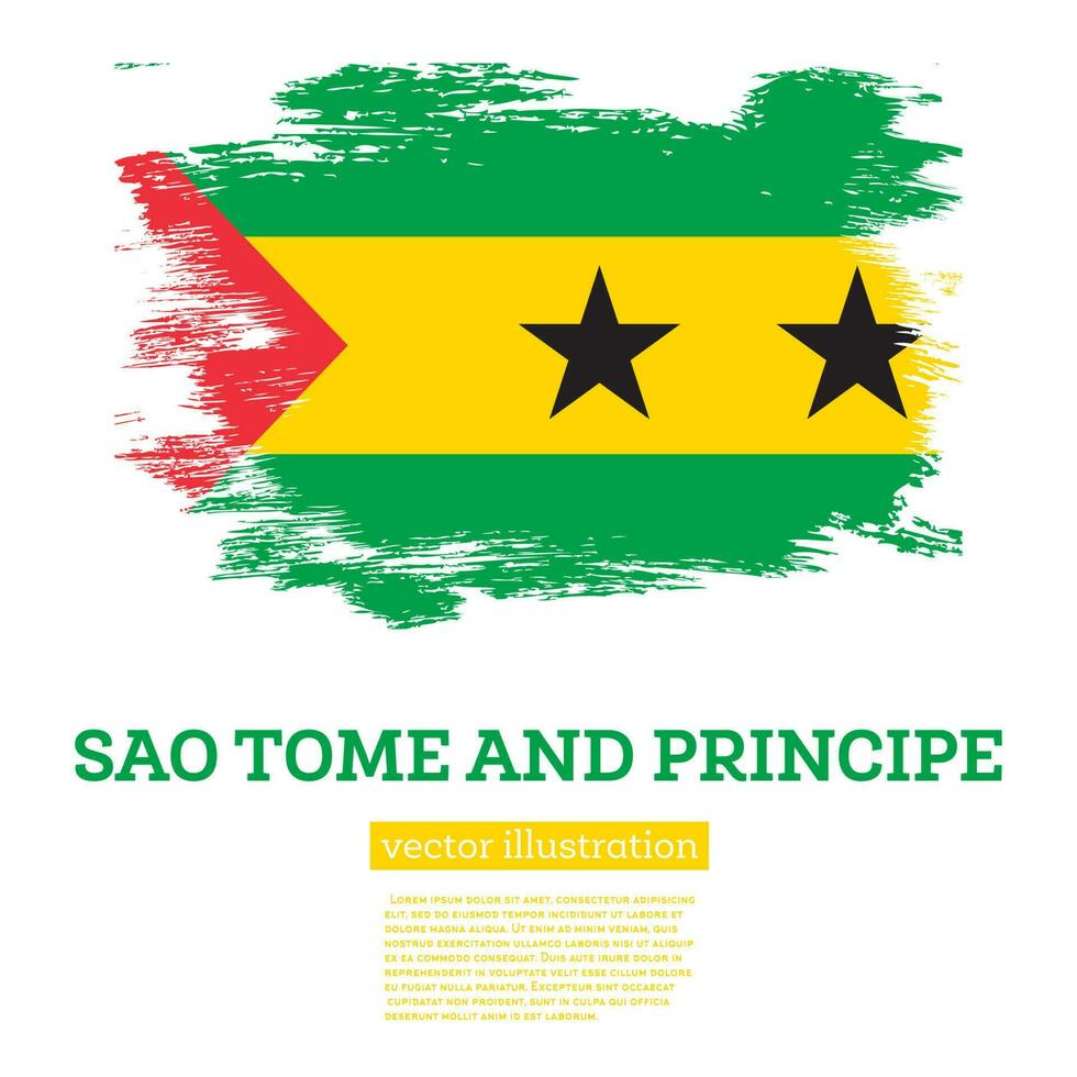 Sao Tome and Principe Flag with Brush Strokes. Independence Day