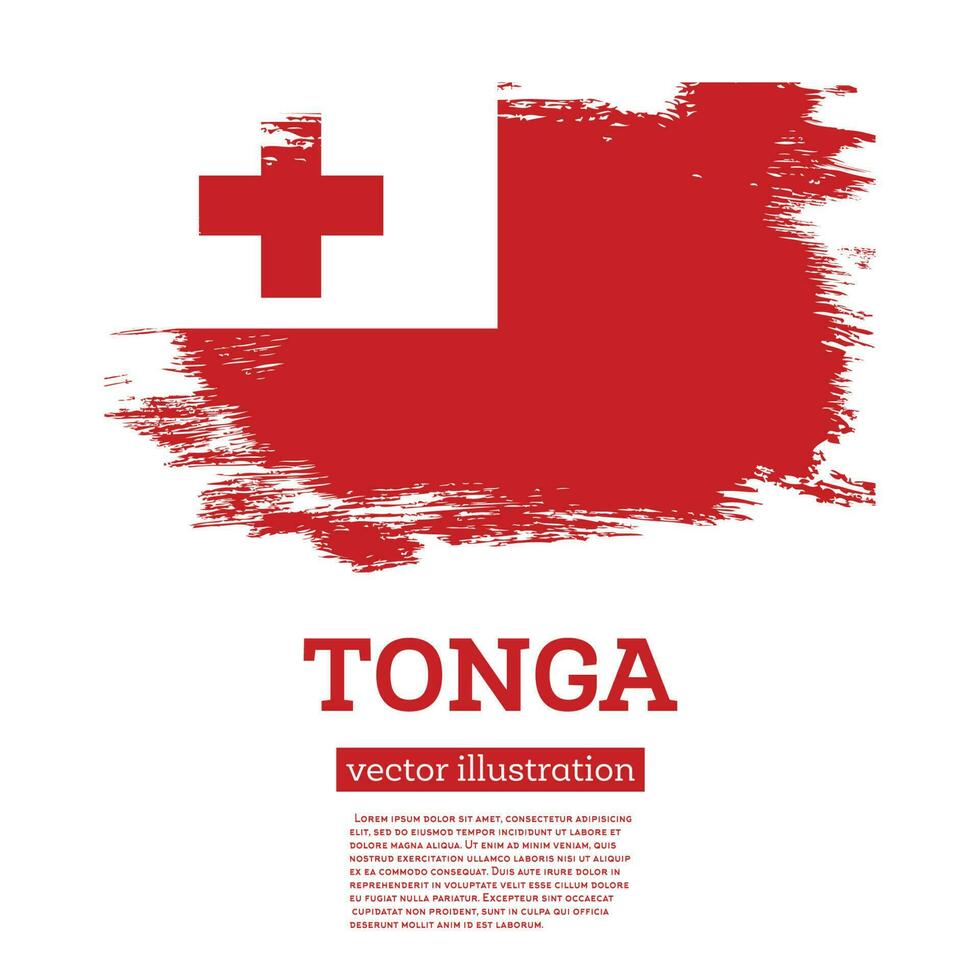 Tonga Flag with Brush Strokes. Independence Day. vector