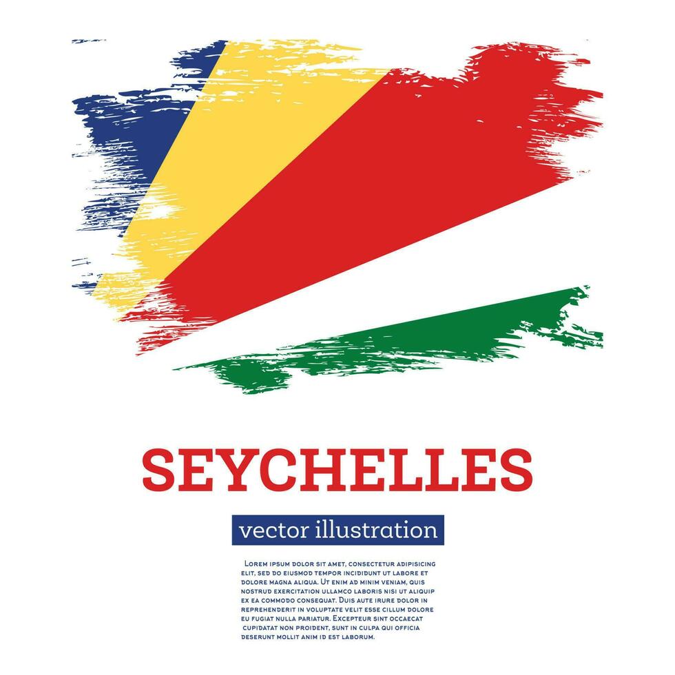 Seychelles Flag with Brush Strokes. Independence Day. vector