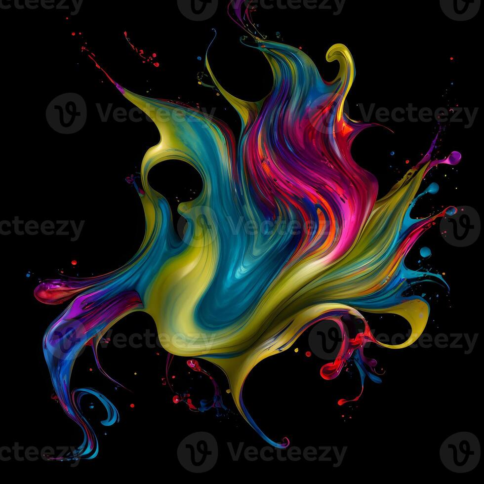 Abstract colorful splash background ,Watercolor swirling splash painting texture, Paint splashes on black background, photo