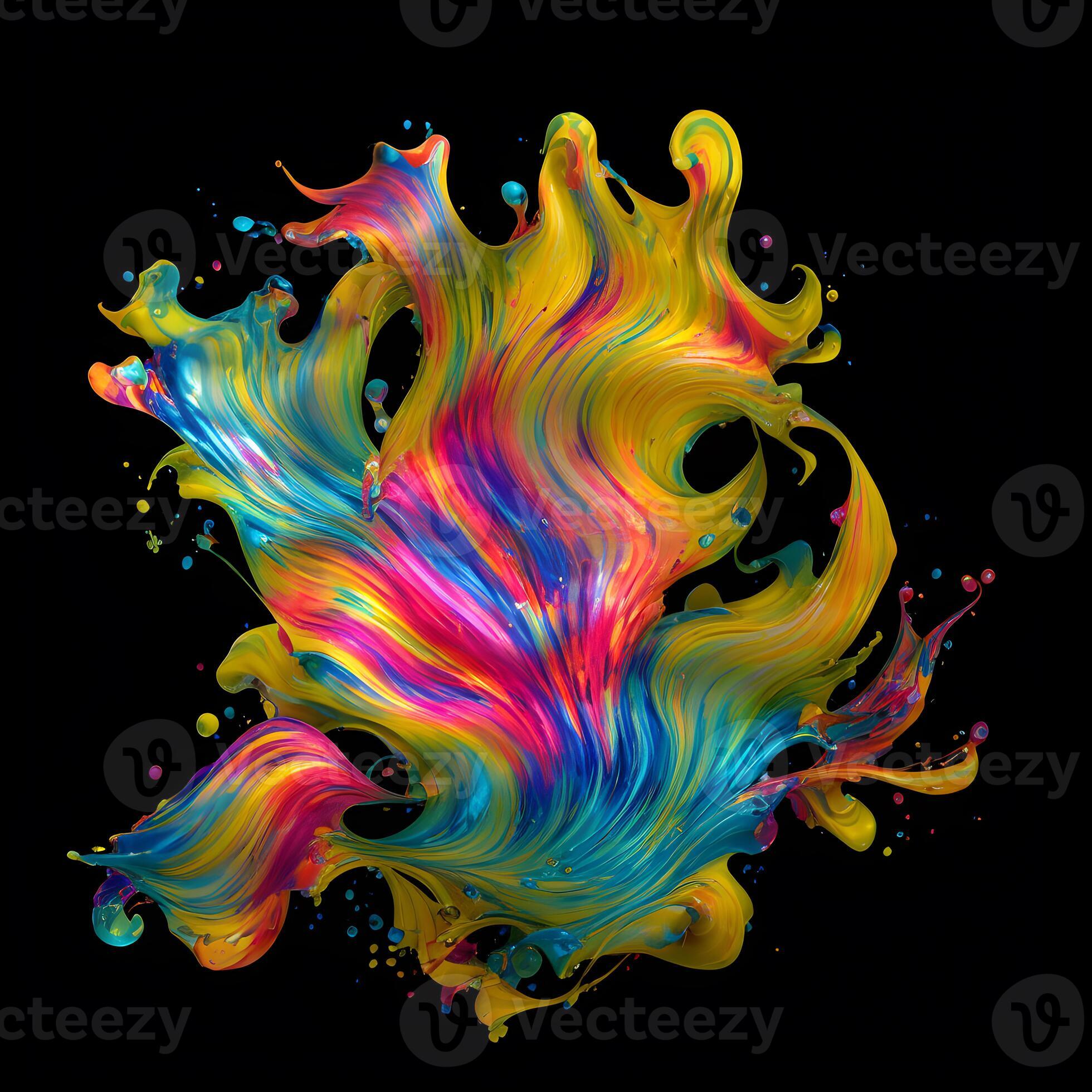 Abstract Colorful Splash Background Watercolor Swirling Splash Abstract Colorful Splash Background Watercolor Swirling Splash Painting Texture Paint Splashes On Black Background Generative Ai Photo