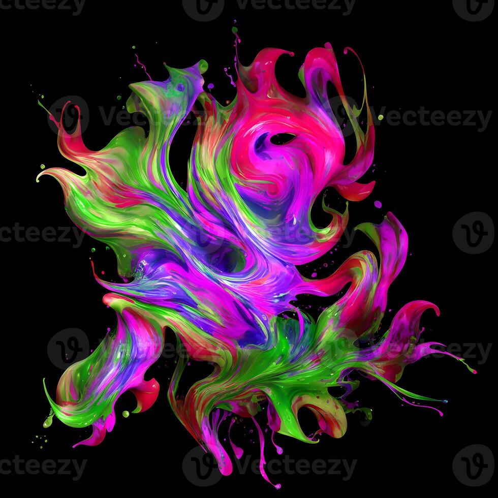 Abstract colorful splash background ,Watercolor swirling splash painting texture, Paint splashes on black background, photo