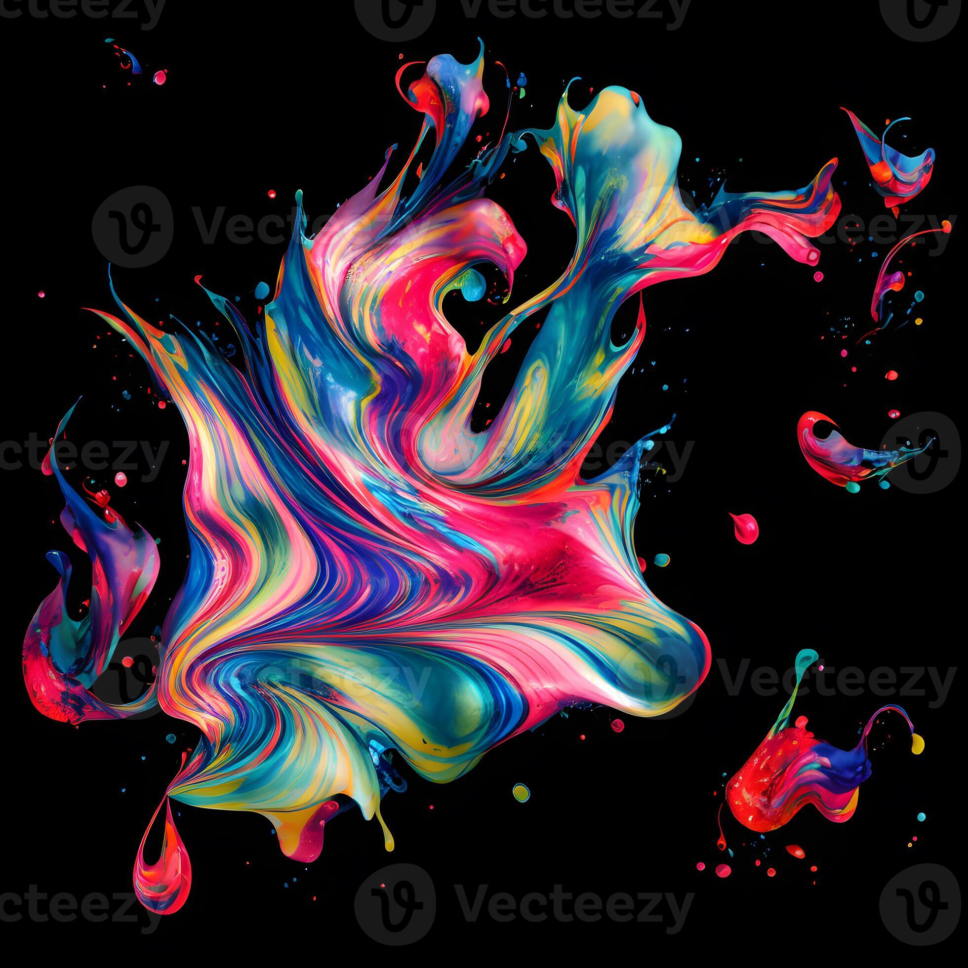 Abstract Colorful Splash Background Watercolor Swirling Splash Abstract Colorful Splash Background Watercolor Swirling Splash Painting Texture Paint Splashes On Black Background Generative Ai Photo