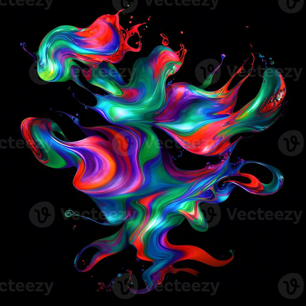 Abstract colorful splash background ,Watercolor swirling splash painting texture, Paint splashes on black background, photo