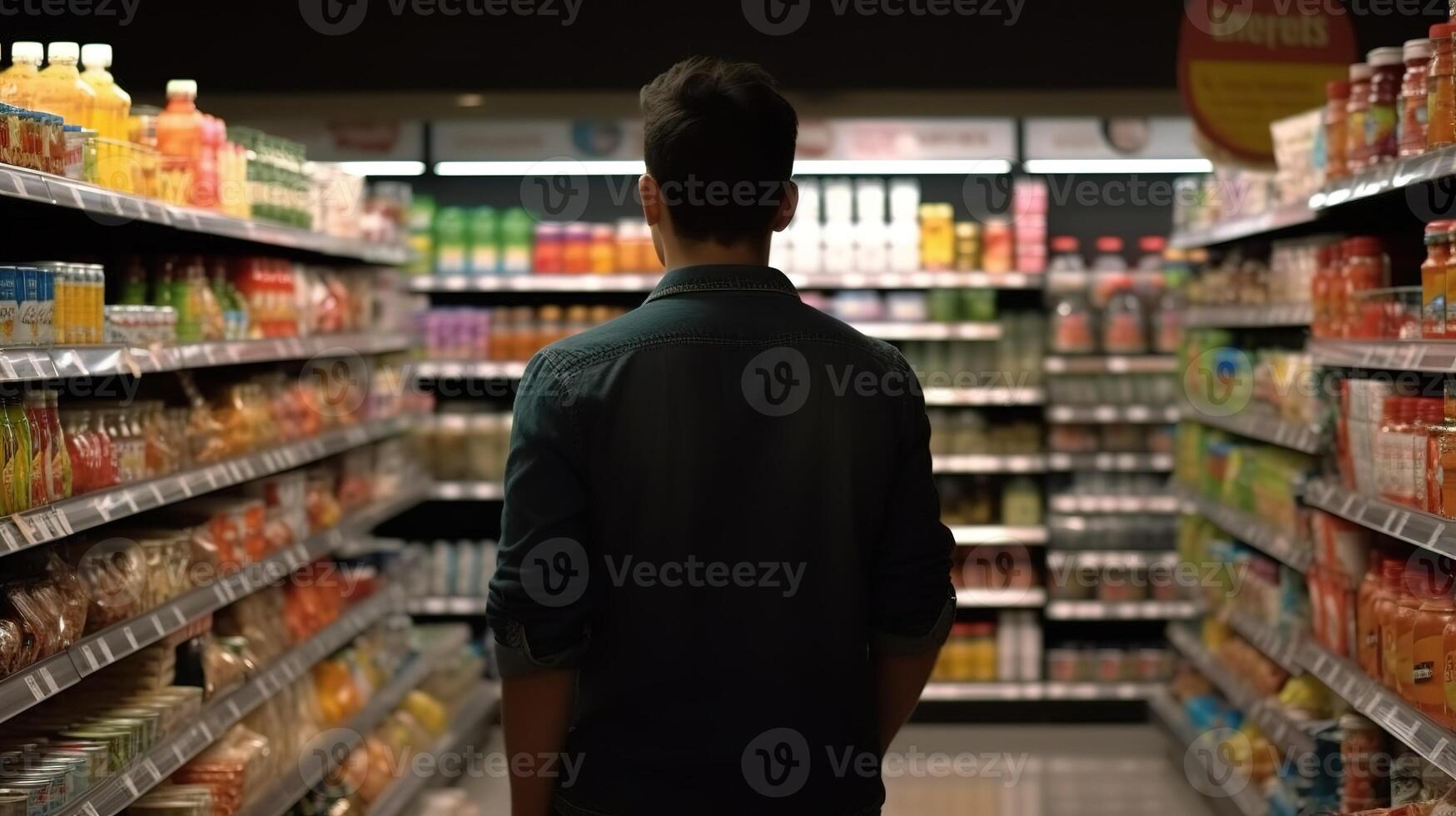 A Man Selecting the Best Produce in the Supermarket. photo