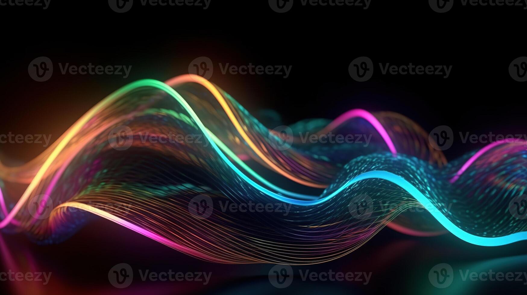 Abstract 3D Wave in Neon Holographic Motion. photo