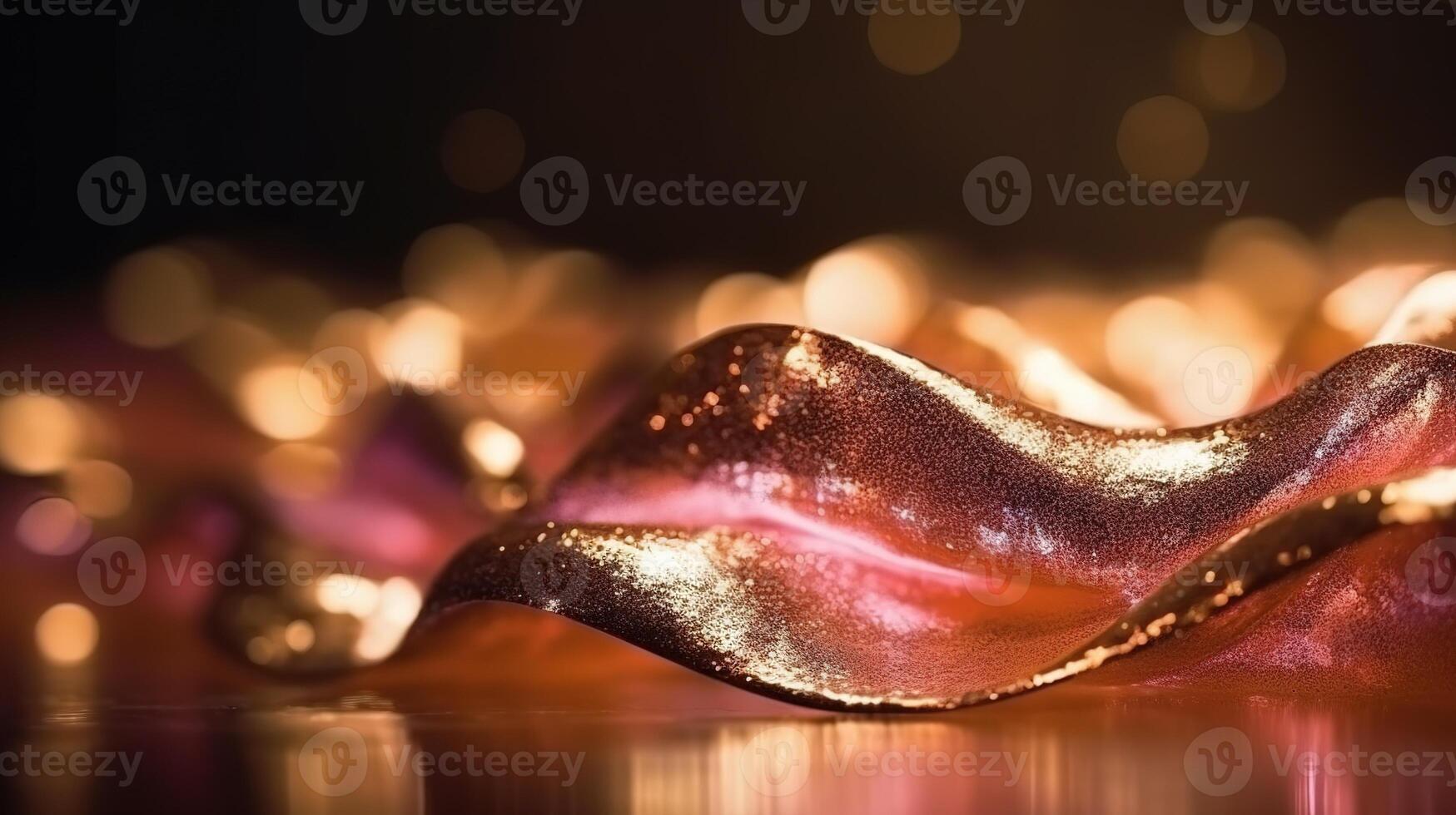 Rose Gold Bokeh Shiny Abstract Background. photo