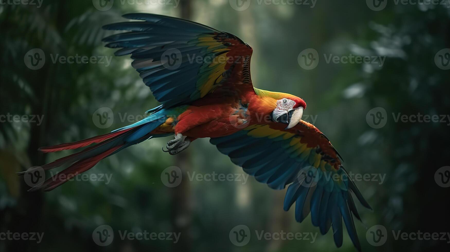 Macaw Parrot in Flight. photo