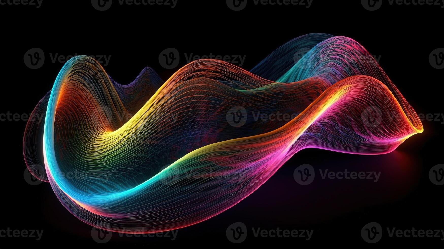 Abstract 3D Wave in Neon Holographic Motion. photo