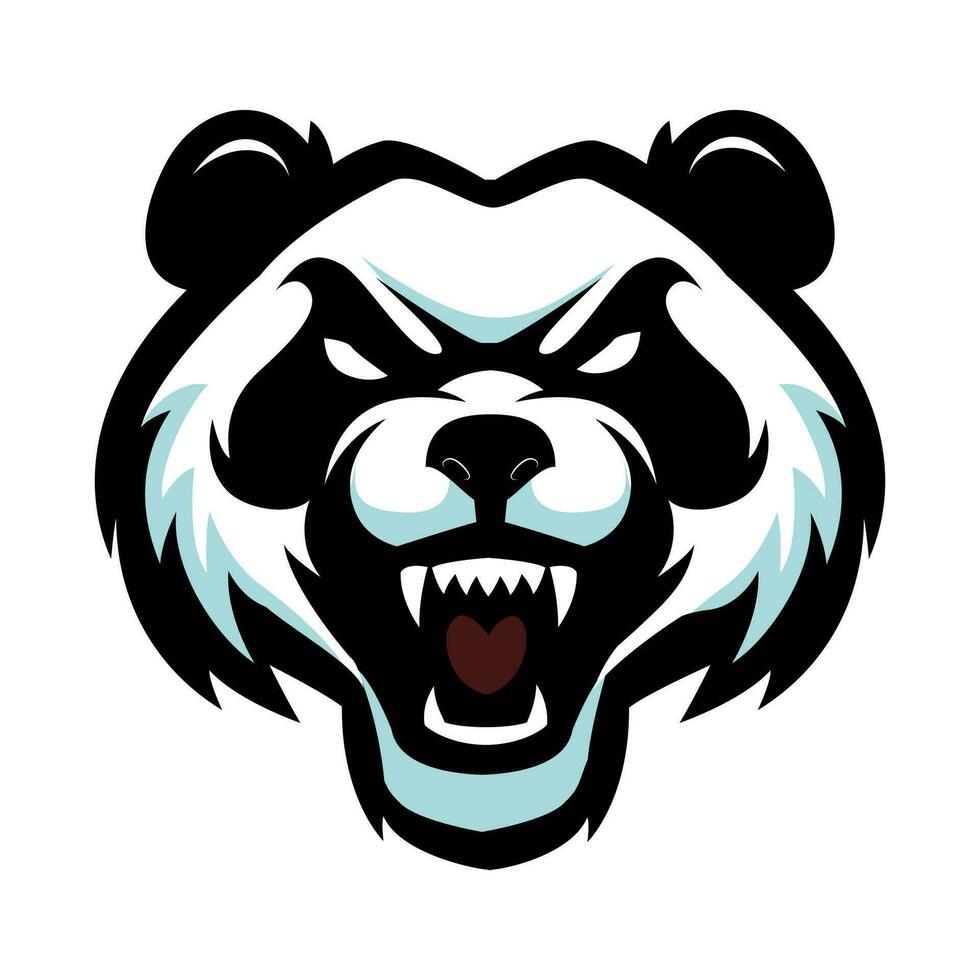 Angry head panda roar vector logo mascot