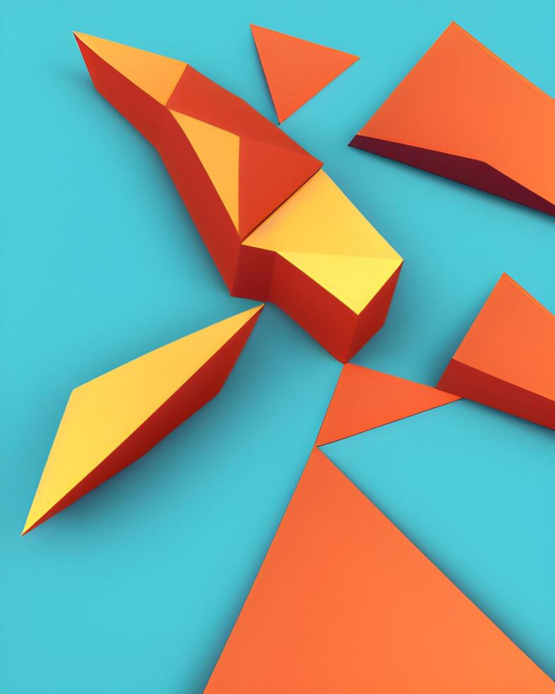 orange shapes in blue background photo