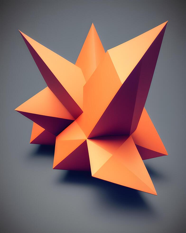 orange polygon in gray background photo