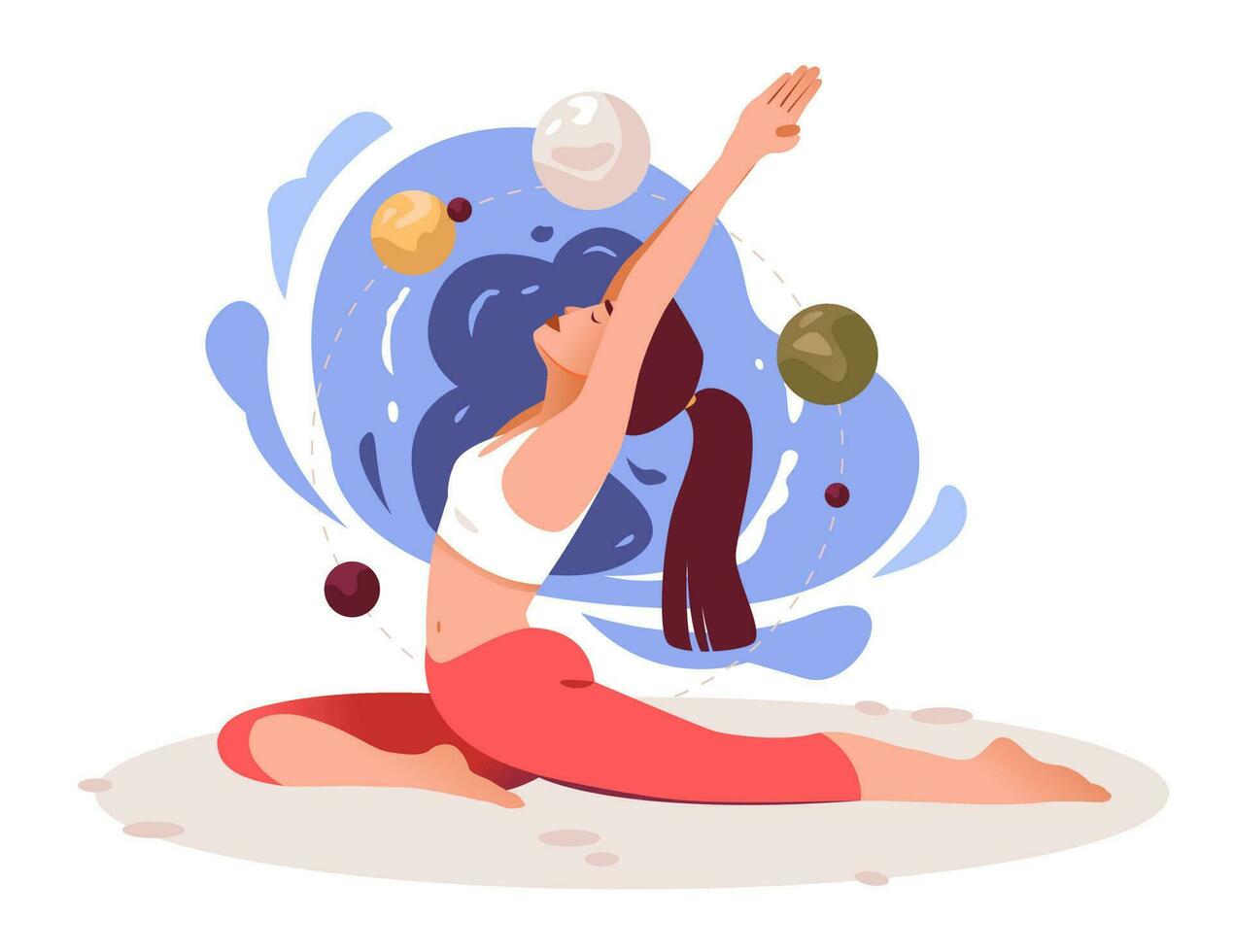 Women practice yoga and meditation. Practice meditation. The concept of Zen and harmony. Mental health. vector