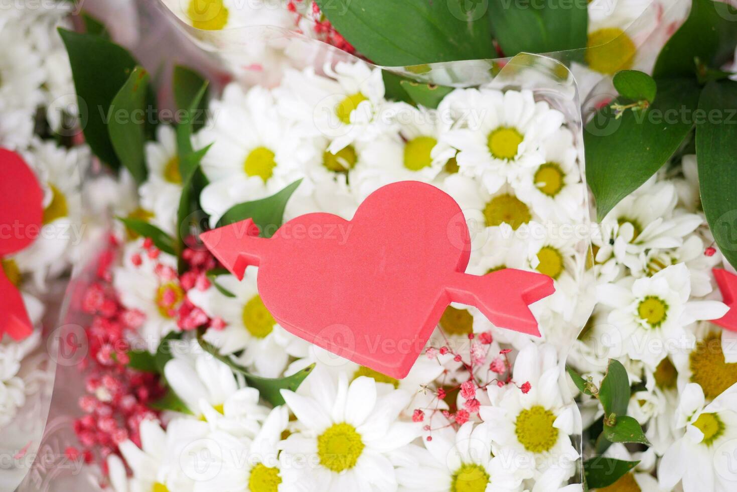 Red Rose Bouquet and heart shape symbol for gift . photo