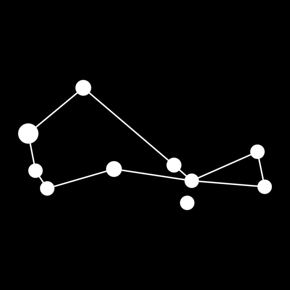 Piscis Austrinus constellation map. Vector illustration.