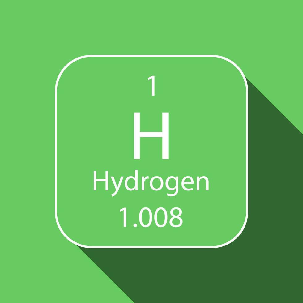 hidrógeno símbolo con largo sombra diseño. químico elemento de el periódico mesa. vector ilustración.