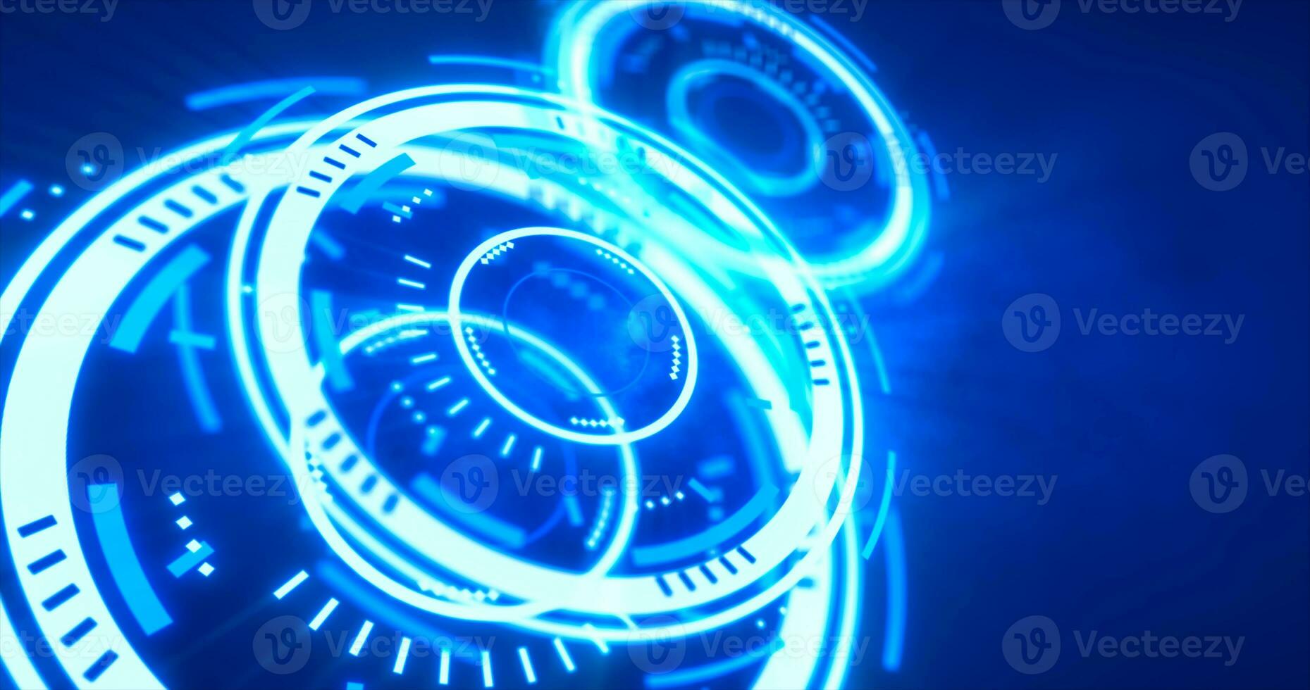 Abstract round blue ring of lines HUD elements circles energy futuristic scientific hi-tech digital abstract HUD background photo