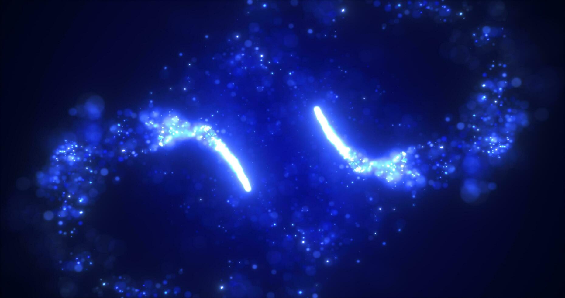 Abstract blue energy lines with magic bokeh from particles, abstract background photo